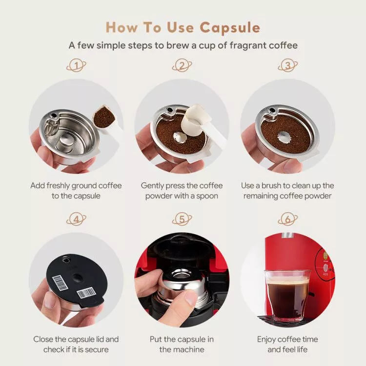 Stainless Steel reusable coffee capsule pod silicone cover for BOSCH Machine Tassimo Refillable Filter Maker Pod 60/180/200/220