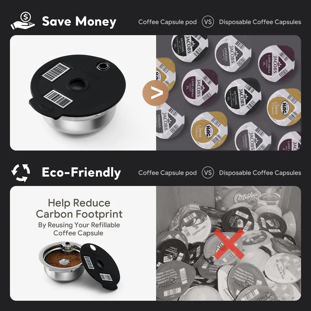 Stainless Steel reusable coffee capsule pod silicone cover for BOSCH Machine Tassimo Refillable Filter Maker Pod 60/180/200/220