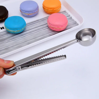 Two-in-one Stainless Steel Coffee Clip Spoon