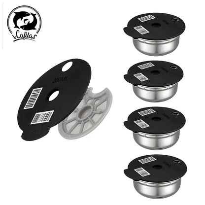 Stainless Steel reusable coffee capsule pod silicone cover for BOSCH Machine Tassimo Refillable Filter Maker Pod 60/180/200/220