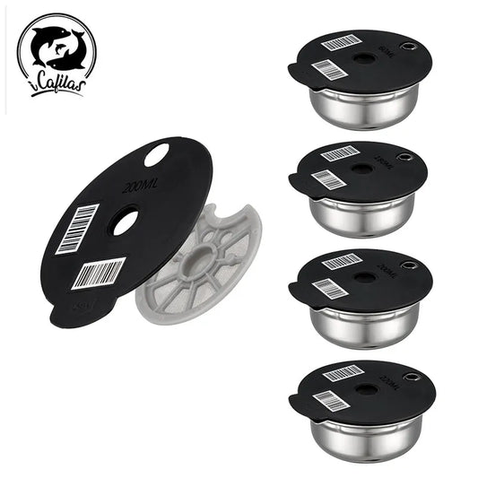 Stainless Steel reusable coffee capsule pod silicone cover for BOSCH Machine Tassimo Refillable Filter Maker Pod 60/180/200/220